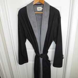 UGG Men's Robinson Robe L/XL Charcoal Blue Fleece Cozy Loungewear